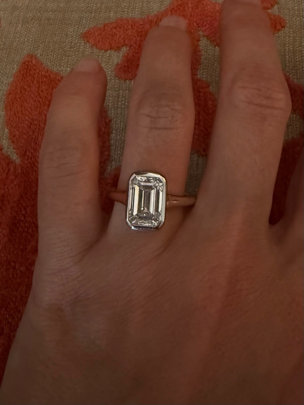 3.07 F VS1 Emerald Diamond Ring Bezel Yellow Gold 14k Brent Neale